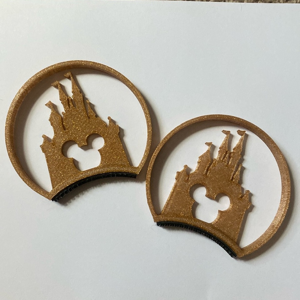 Gold glitter Walt Disney World castle interchangeable ears